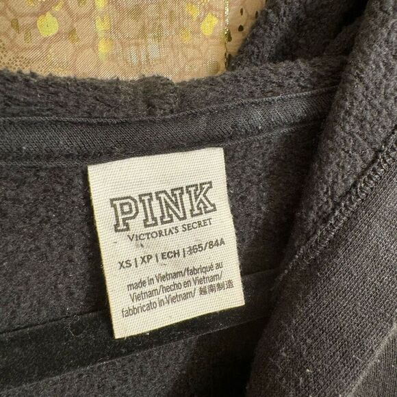 PINK Victorias Secret Black Pastel Rainbow Logo Pullover Hoodie Sweater XS/S - Picture 4 of 4